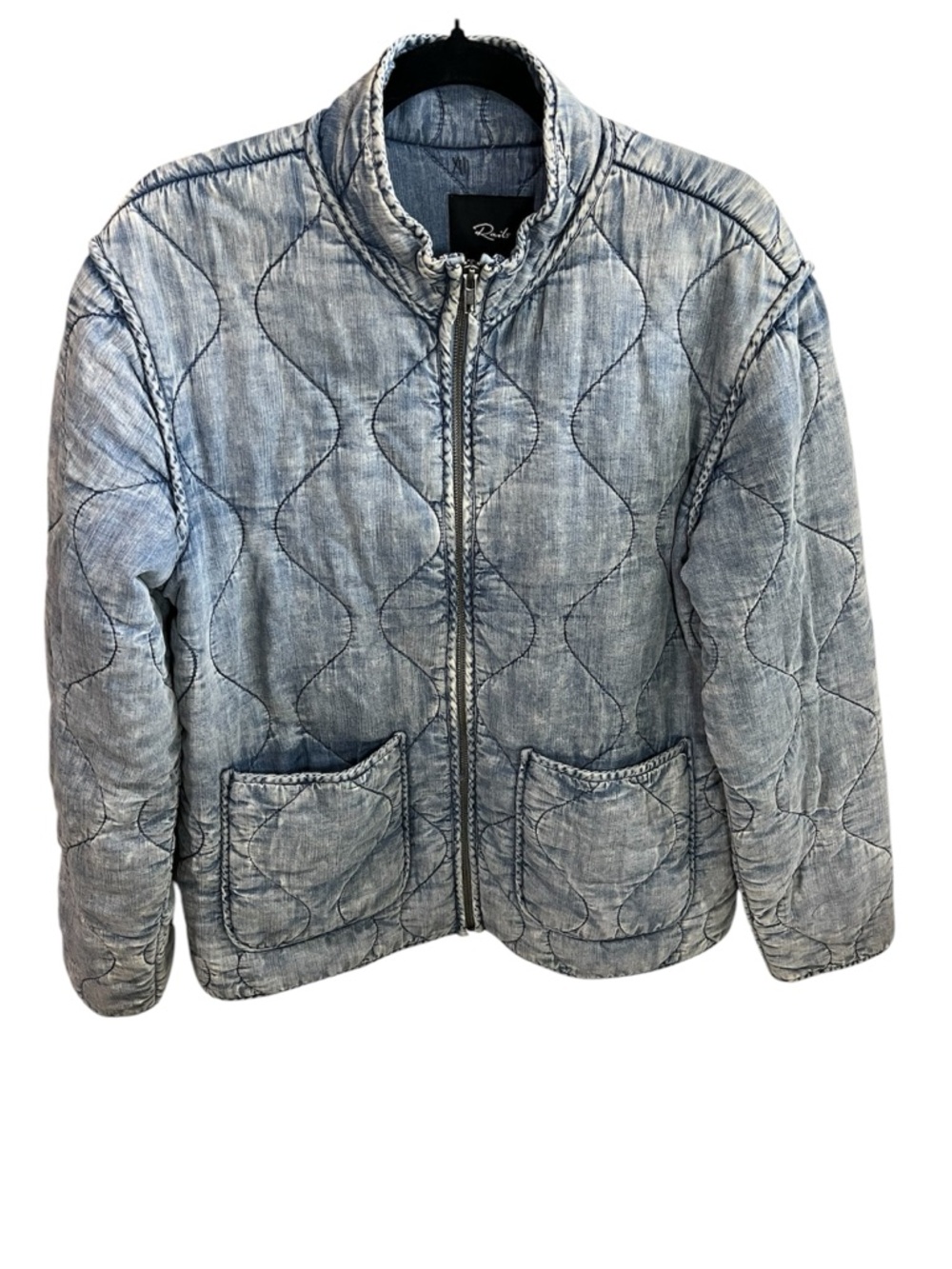 Rails Denver Quilted Jacket Med Wash Cloud Wash Full Zip Blue Fade Size Medium